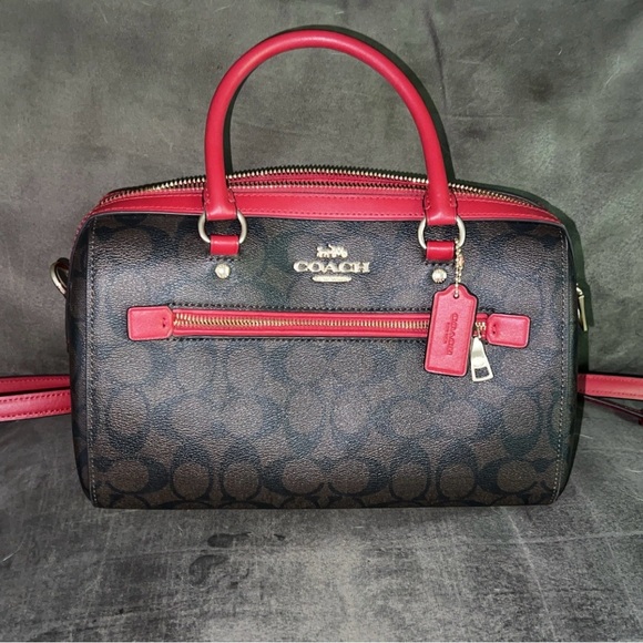 Coach Brown and Red Satchel with Signature Monogram - Picture 1 of 1